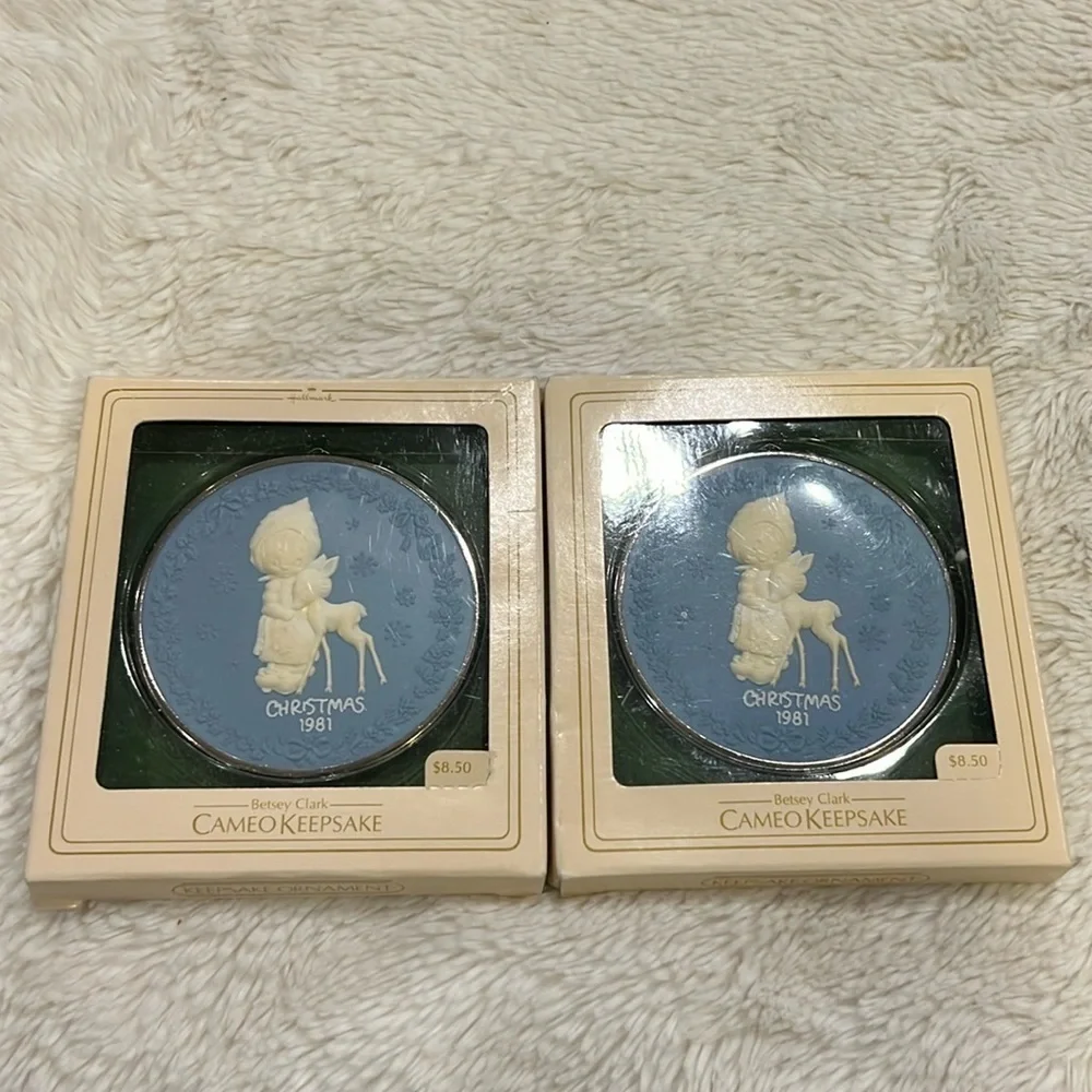 2 Vintage Hallmark Betsy Clark Ornament Cameo Keepsake Greatest Christmas 1981